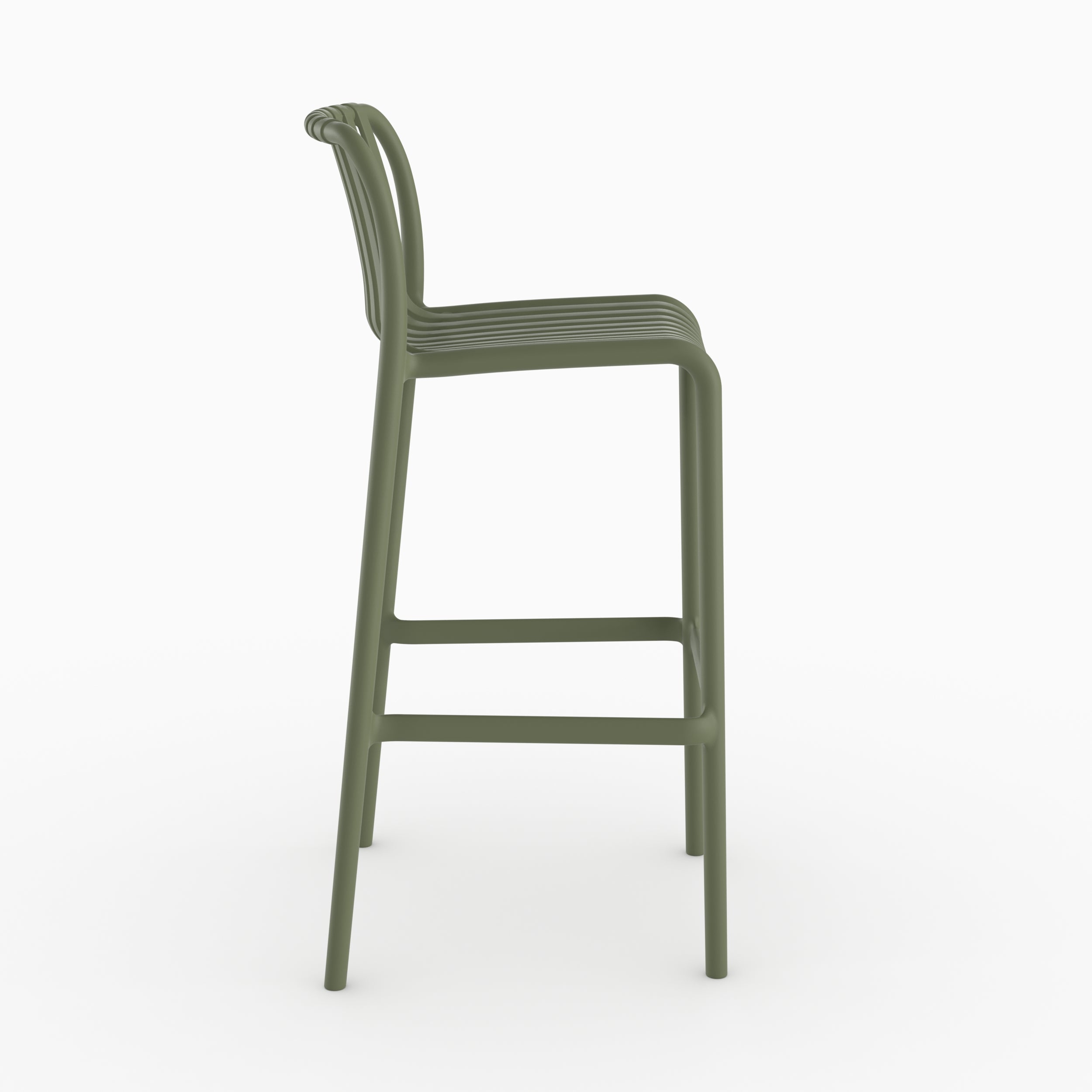 Lot de 2 chaises de bar de jardin Duli 76 cm en plastique vert kaki