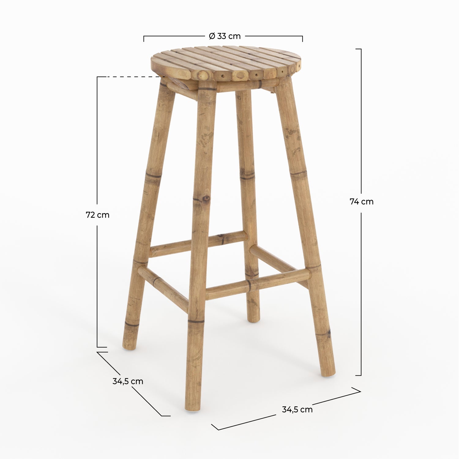 tabouret bar exterieur polly en bambou 74 cm jardin