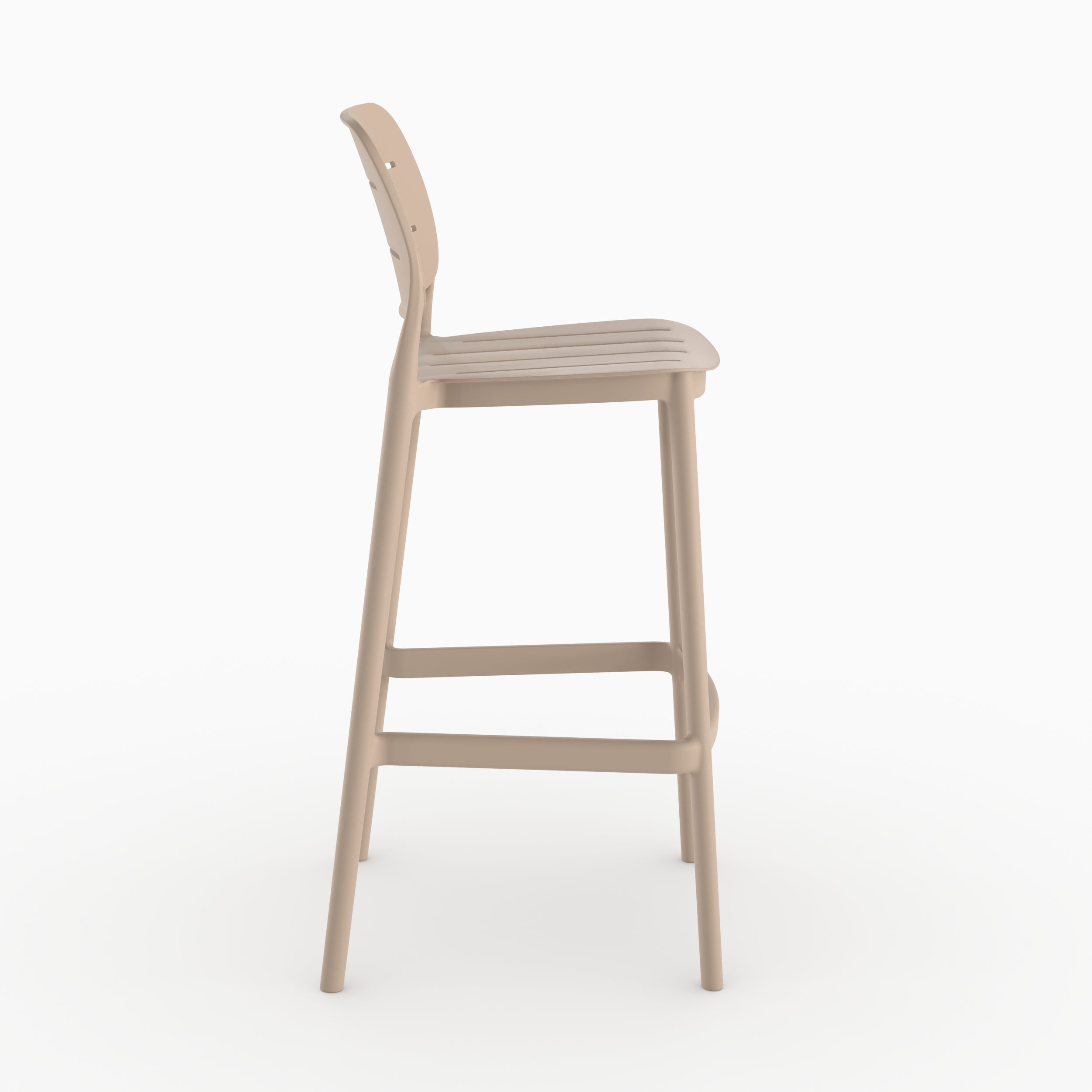 Lot de 2 chaises de bar de jardin Lola 75 cm en plastique beige
