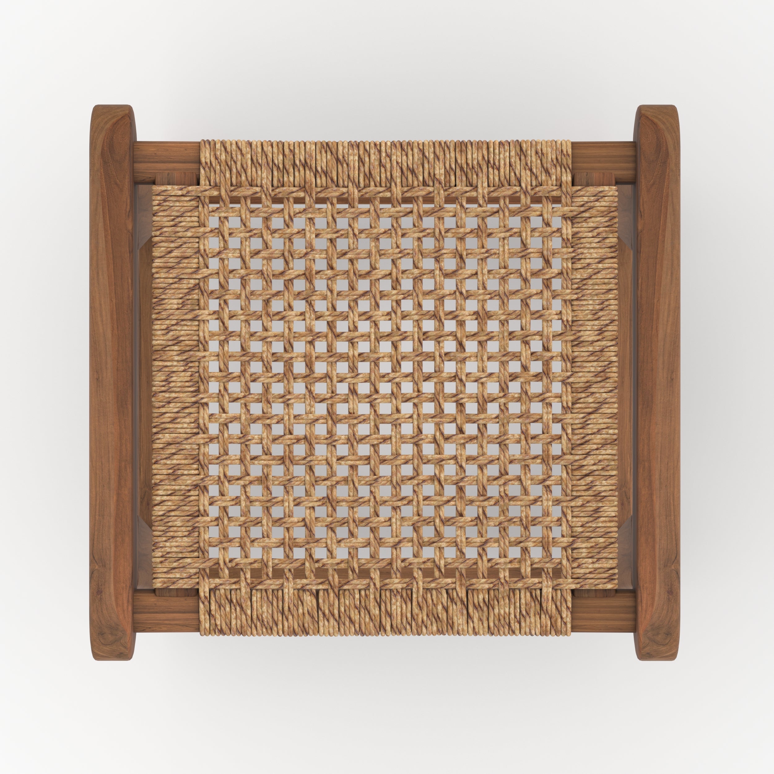 Tabouret pour îlot central 66 cm Omaha en teck vernis et tissage synthétique