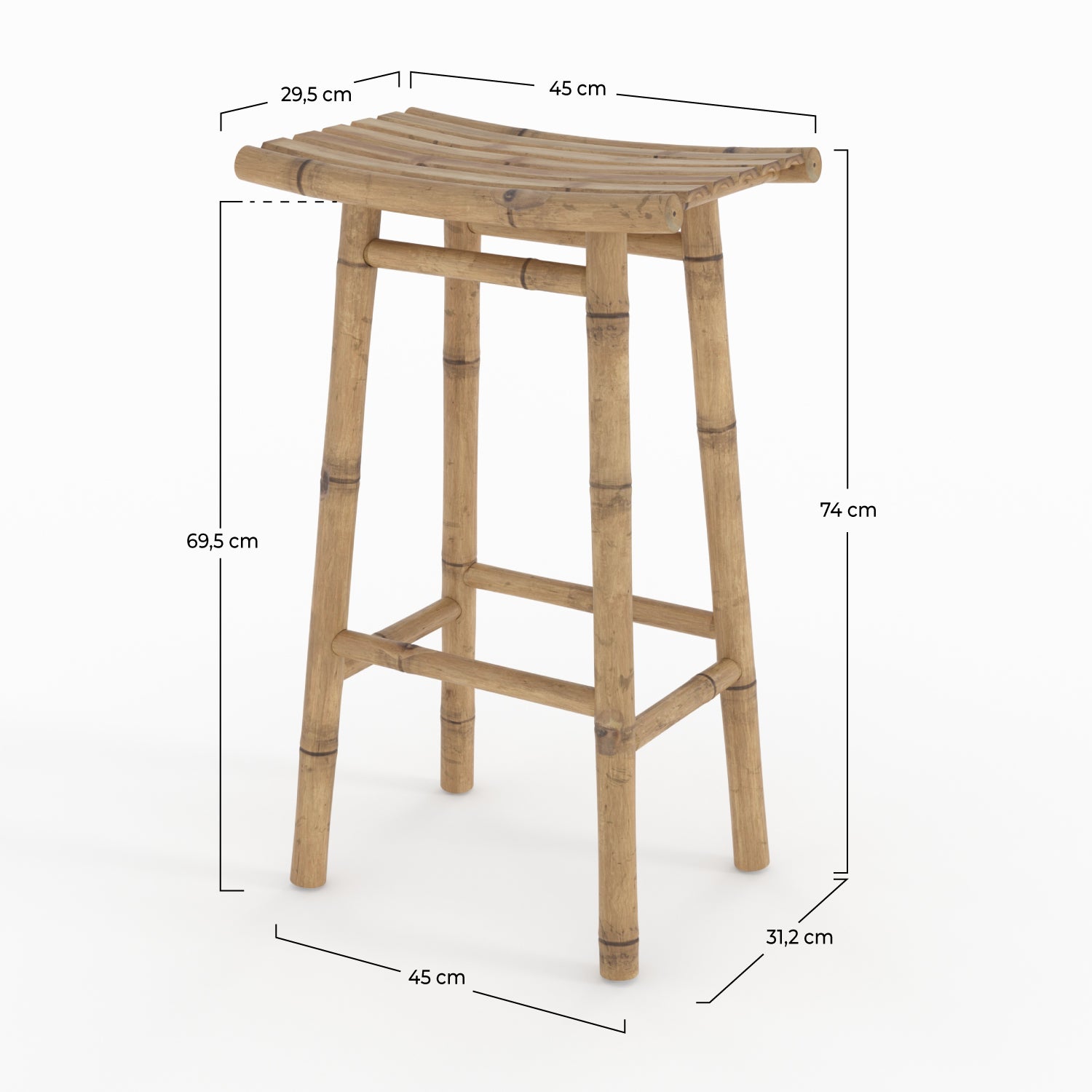tabouret bar vadella exterieur en bambou 74 cm rdv deco