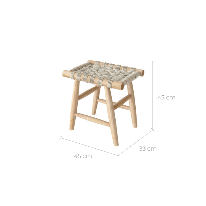 tabouret bas petit tresse kira blanc