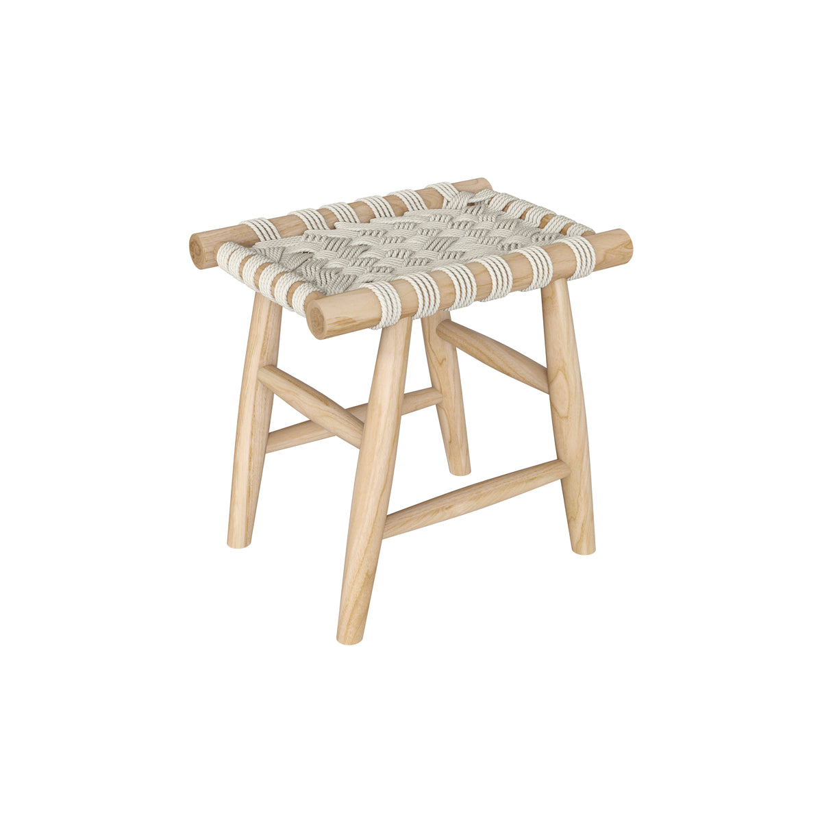 tabouret bas tresse macrame et bois kira