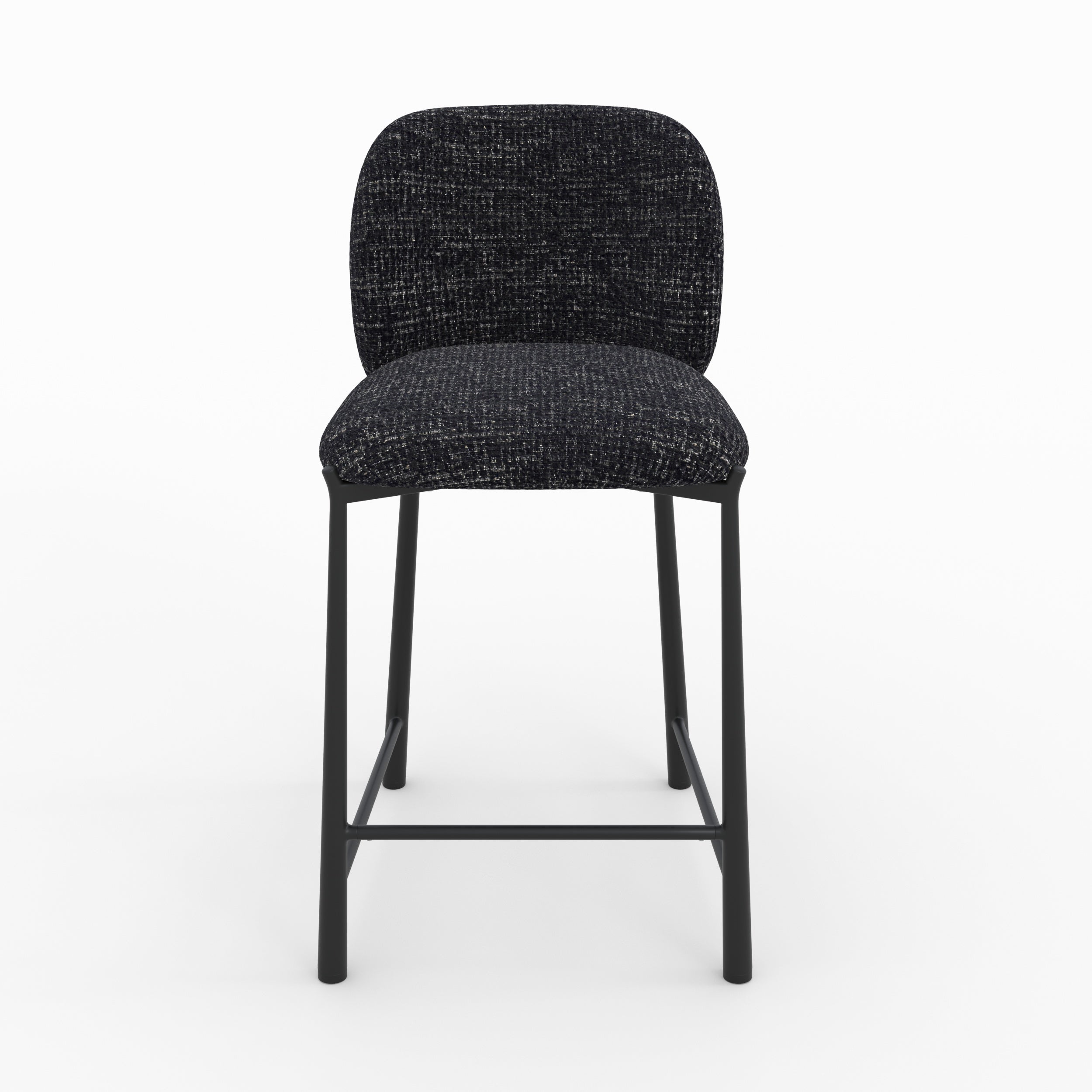 Lot de 2 chaises Bento pour ilot central 65,5 cm en tissu texturé noir