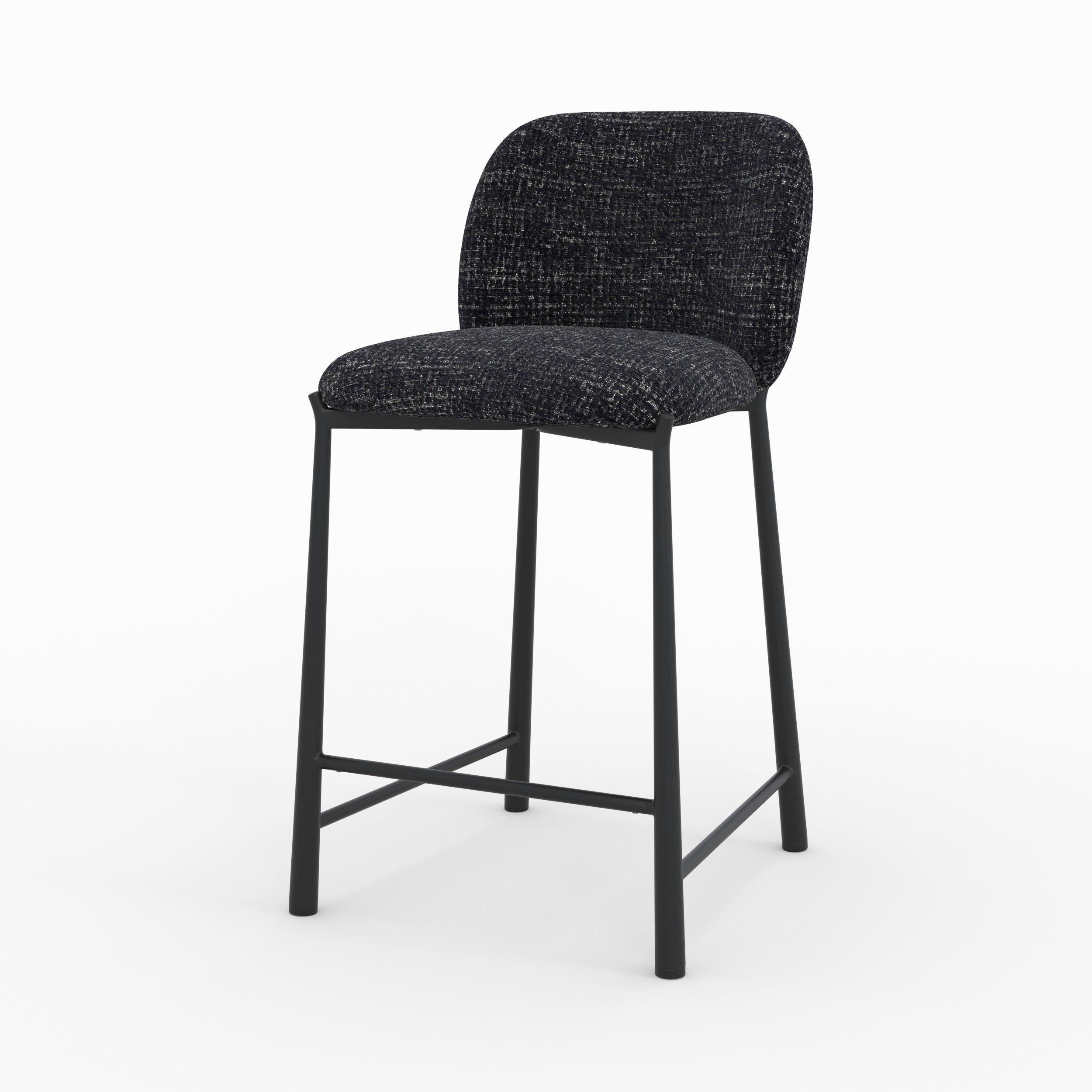 Lot de 2 chaises Bento pour ilot central 65,5 cm en tissu texturé noir