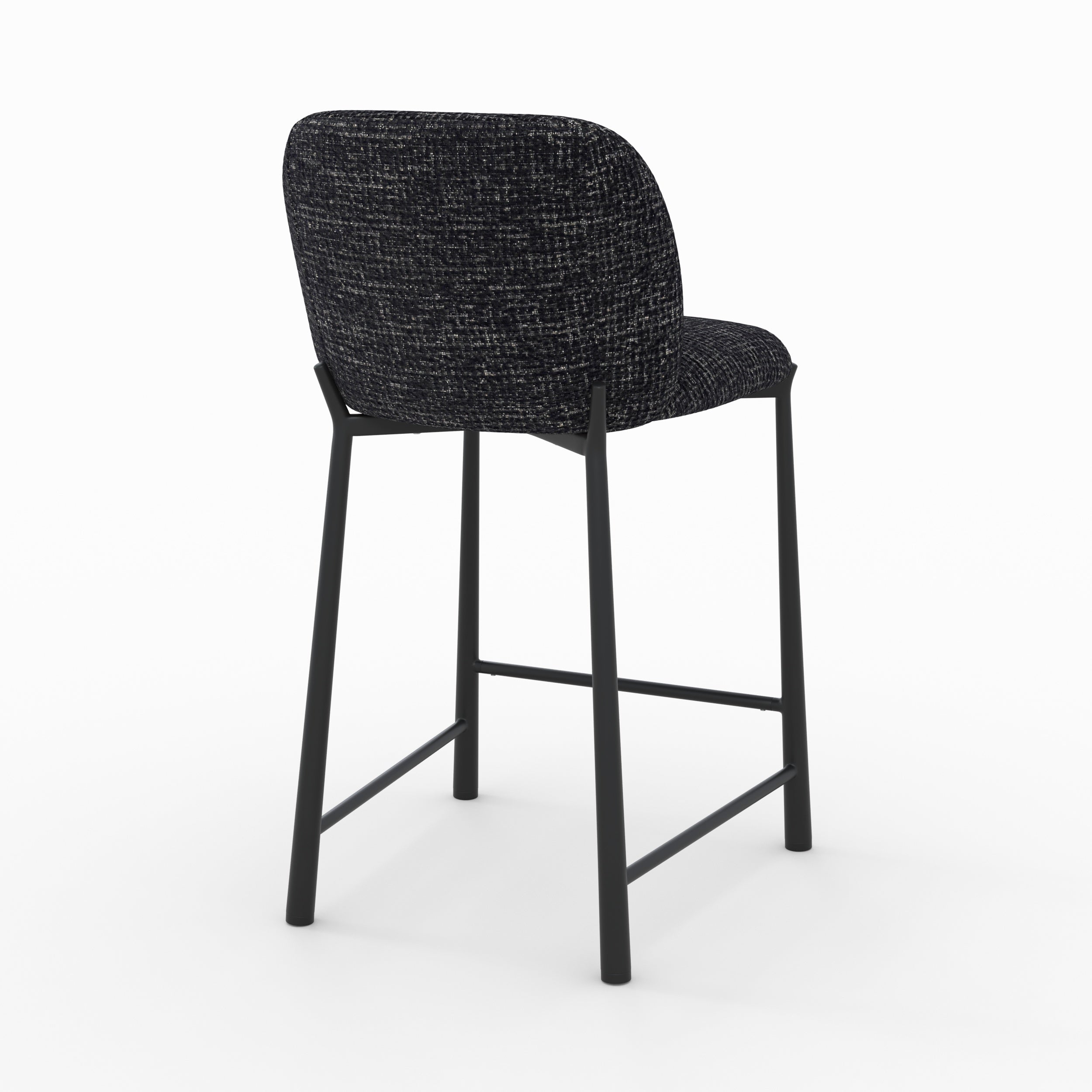 Lot de 2 chaises Bento pour ilot central 65,5 cm en tissu texturé noir
