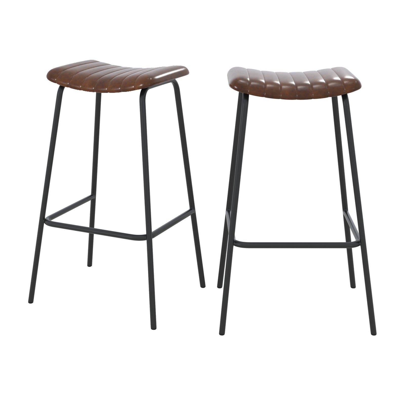 tabouret de bar arsene cuir marron 77 cm lot de 2 fond blanc