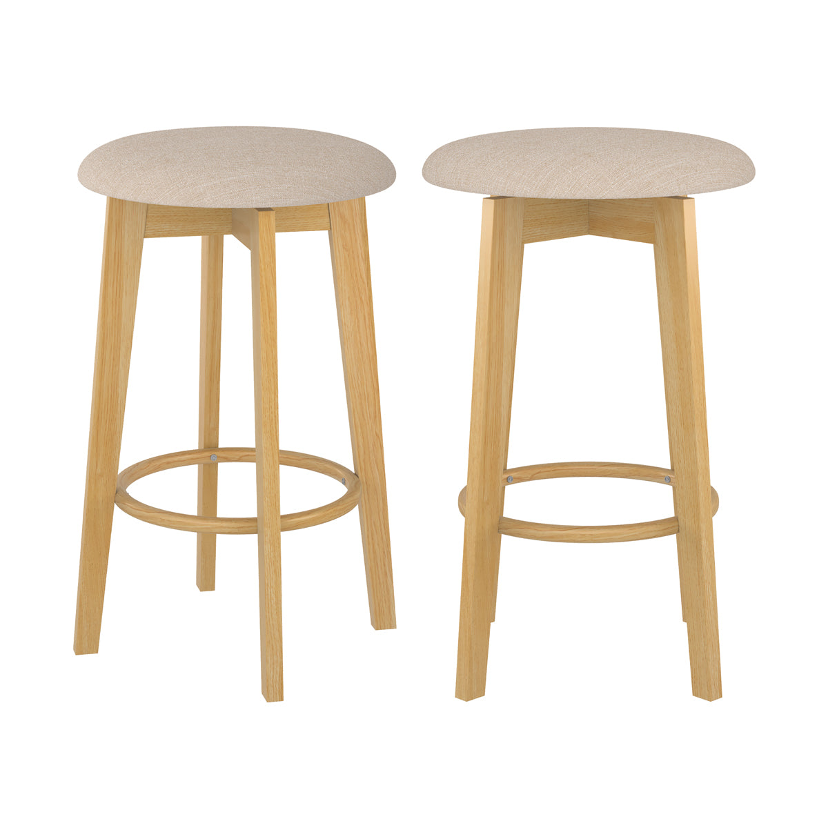 tabouret de bar eh tissu beige et bois clair lot de 2 vahina