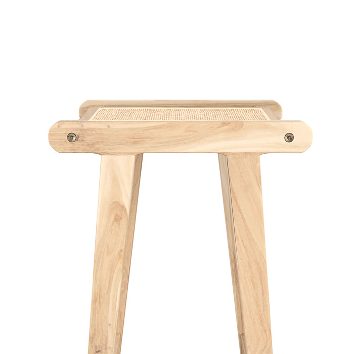 tabouret de bar en teck rotin naturel 66 cm