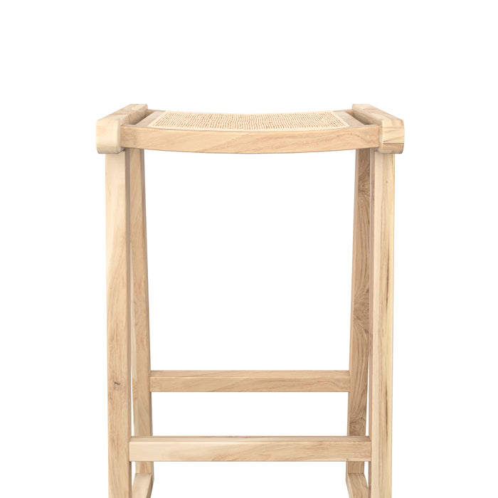 tabouret de bar en teck rotin naturel