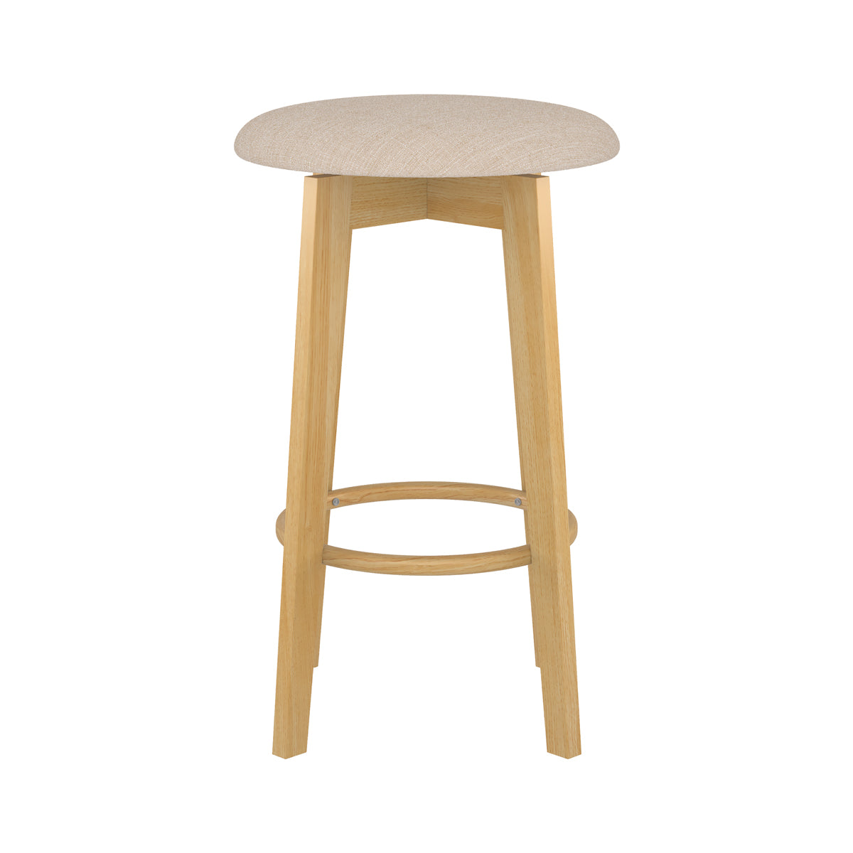 tabouret de bar en tissu beige et bois clair 66 cm vahina