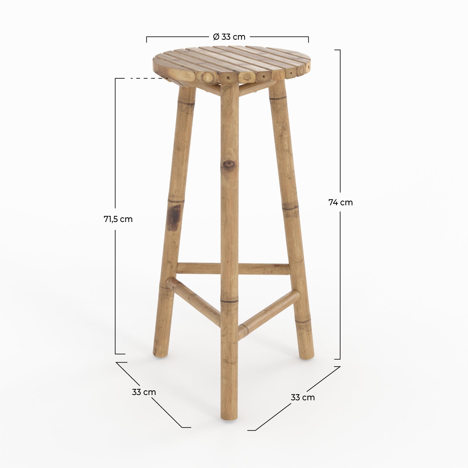 tabouret de bar exterieur eli bambou 74 cm