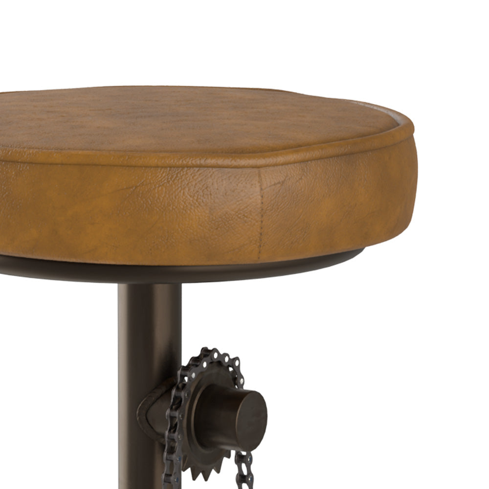 tabouret de bar gaya industriel cuir marron