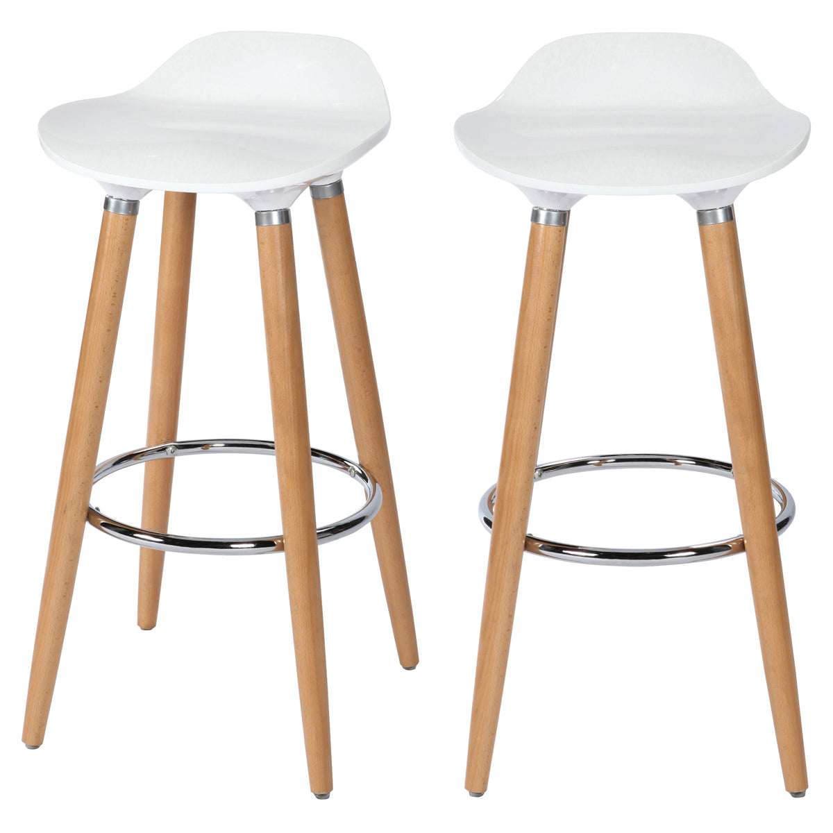 tabouret de bar italien blanc et pieds en bois italien