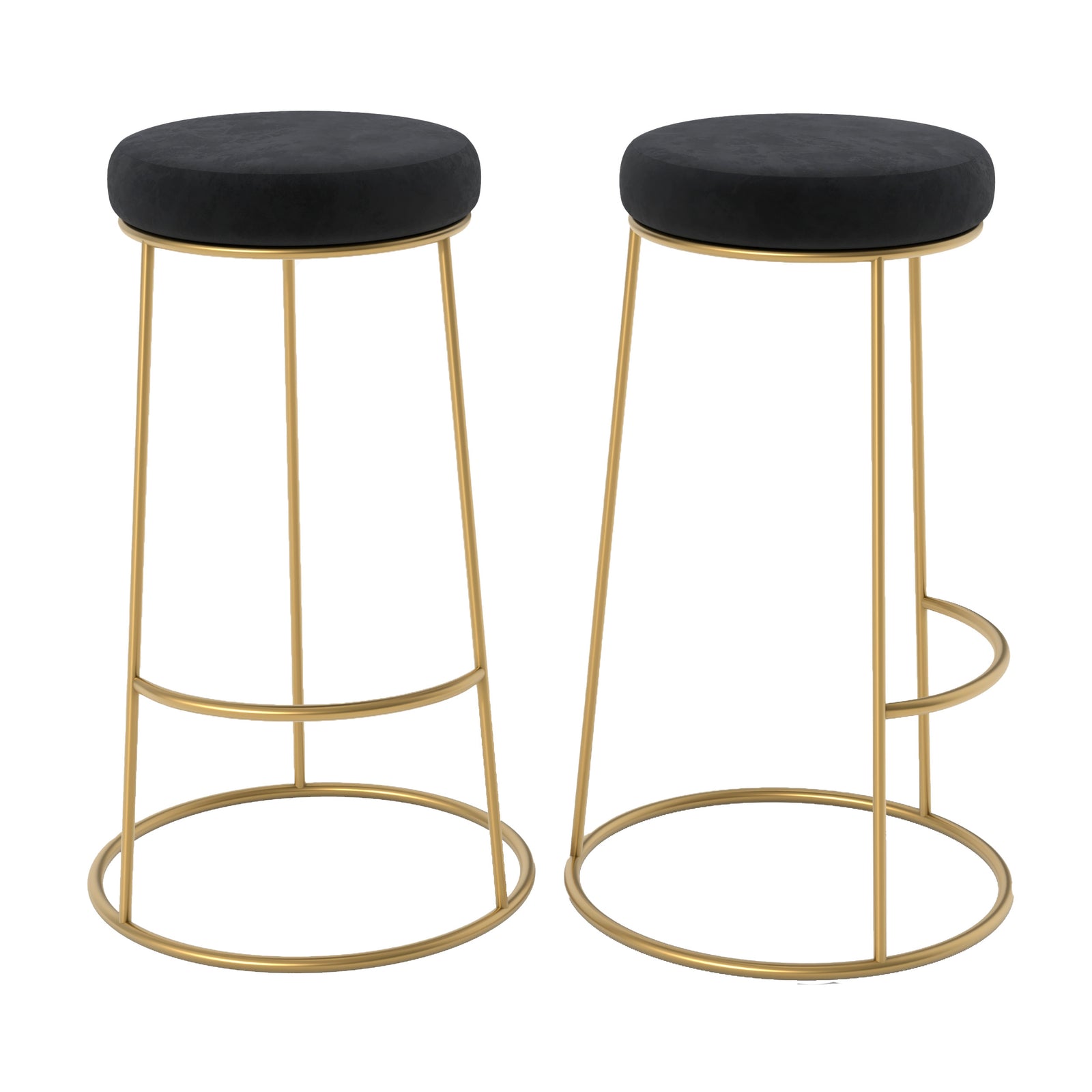 tabouret de bar kendal en velours noir 73 cm lot de 2 fond blanc