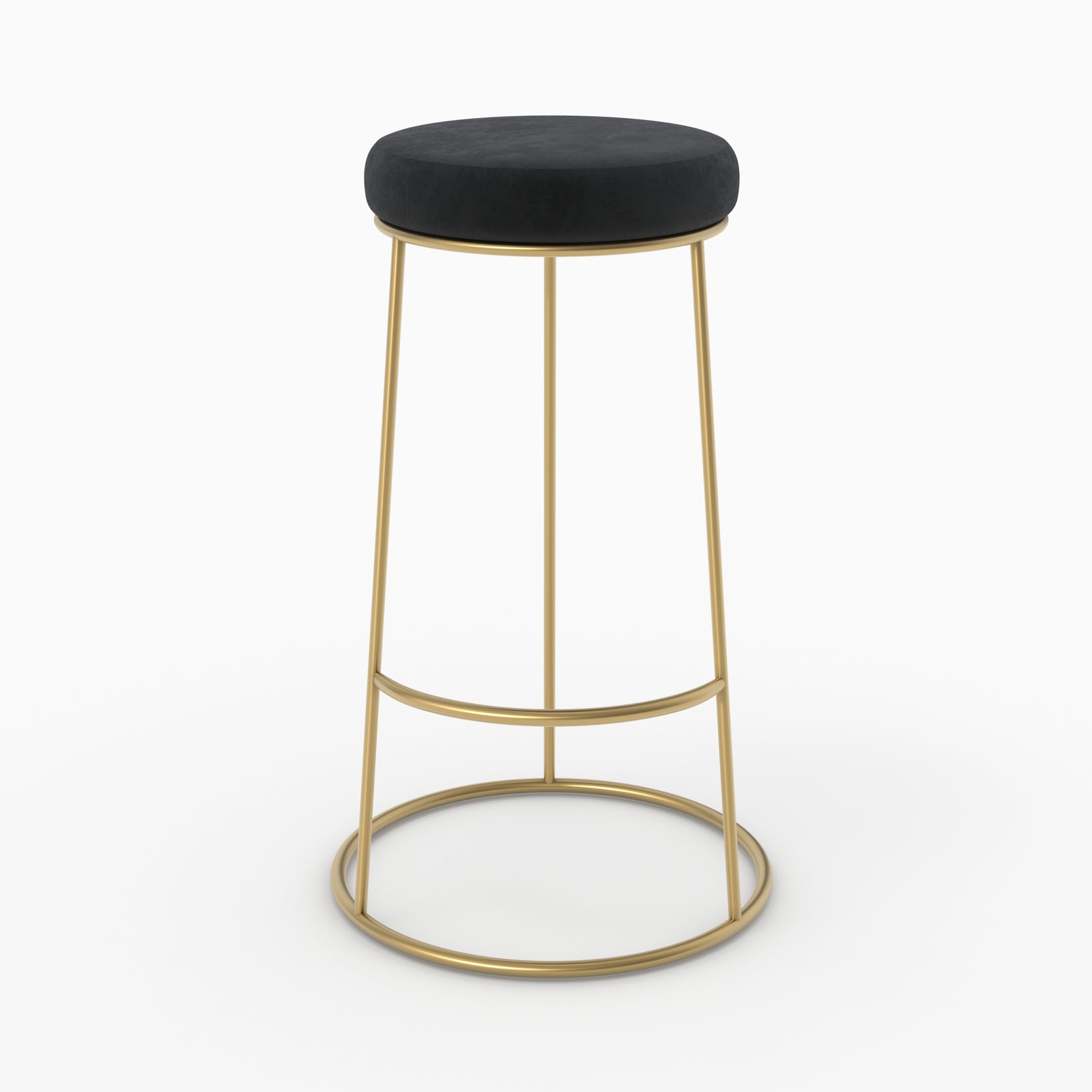 tabouret de bar kendal en velours noir et pieds dores 73 cm lot de 2