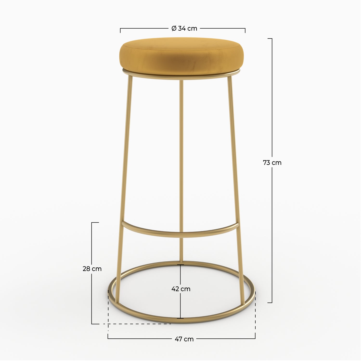 tabouret de bar kendal jaune curry lot 2 pieds metal noir