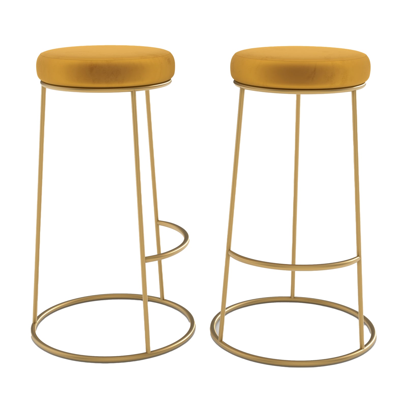 tabouret de bar kendal jaune curry lot de 2 pieds metal noir fond blanc_1