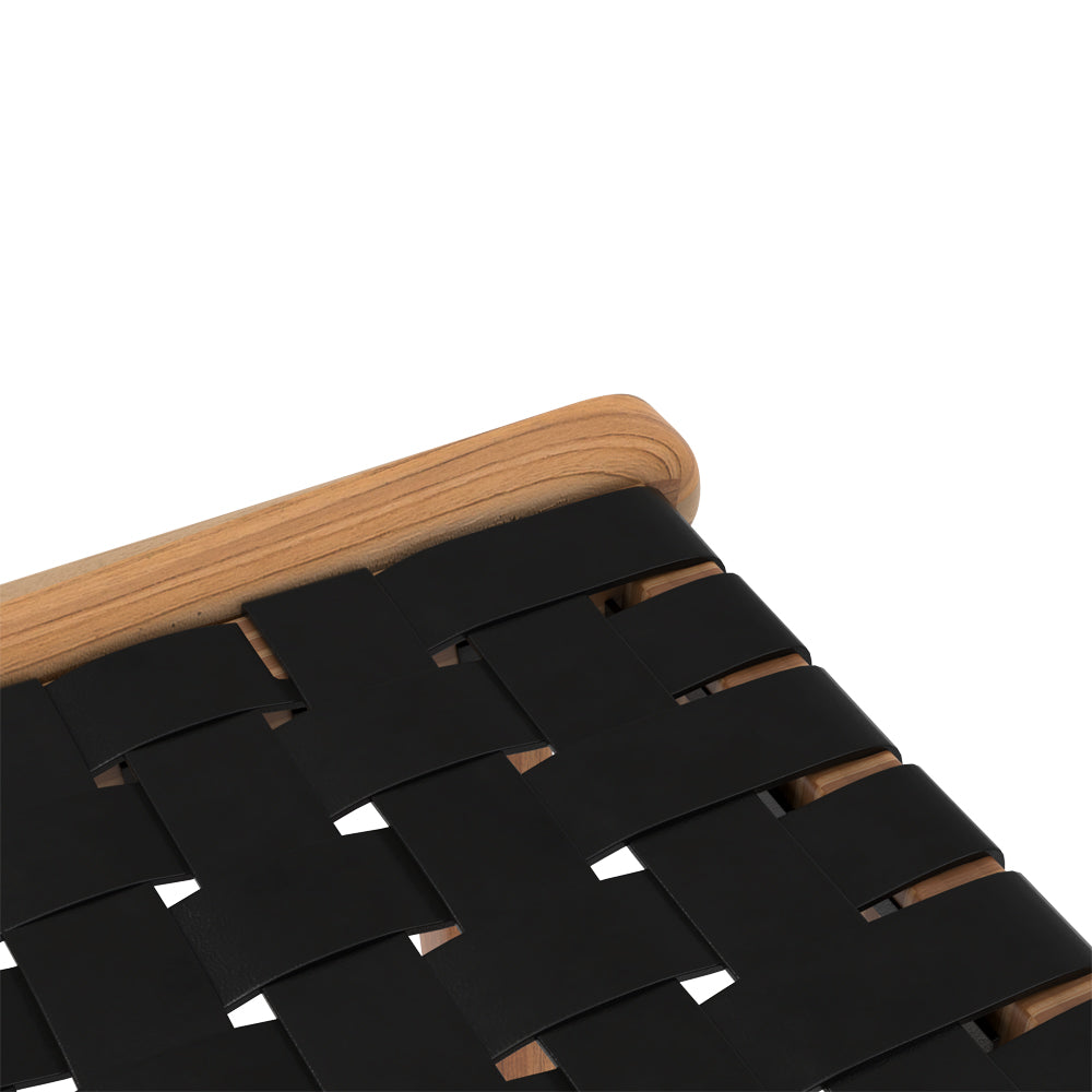 tabouret de bar kuna en cuir tresse noir