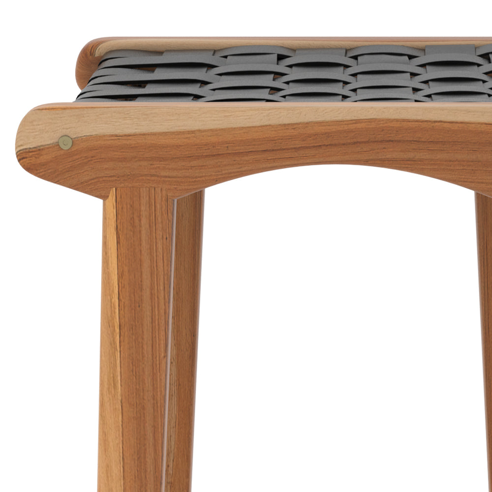tabouret de bar mi hauteur 68 cm en cuir tresse noir