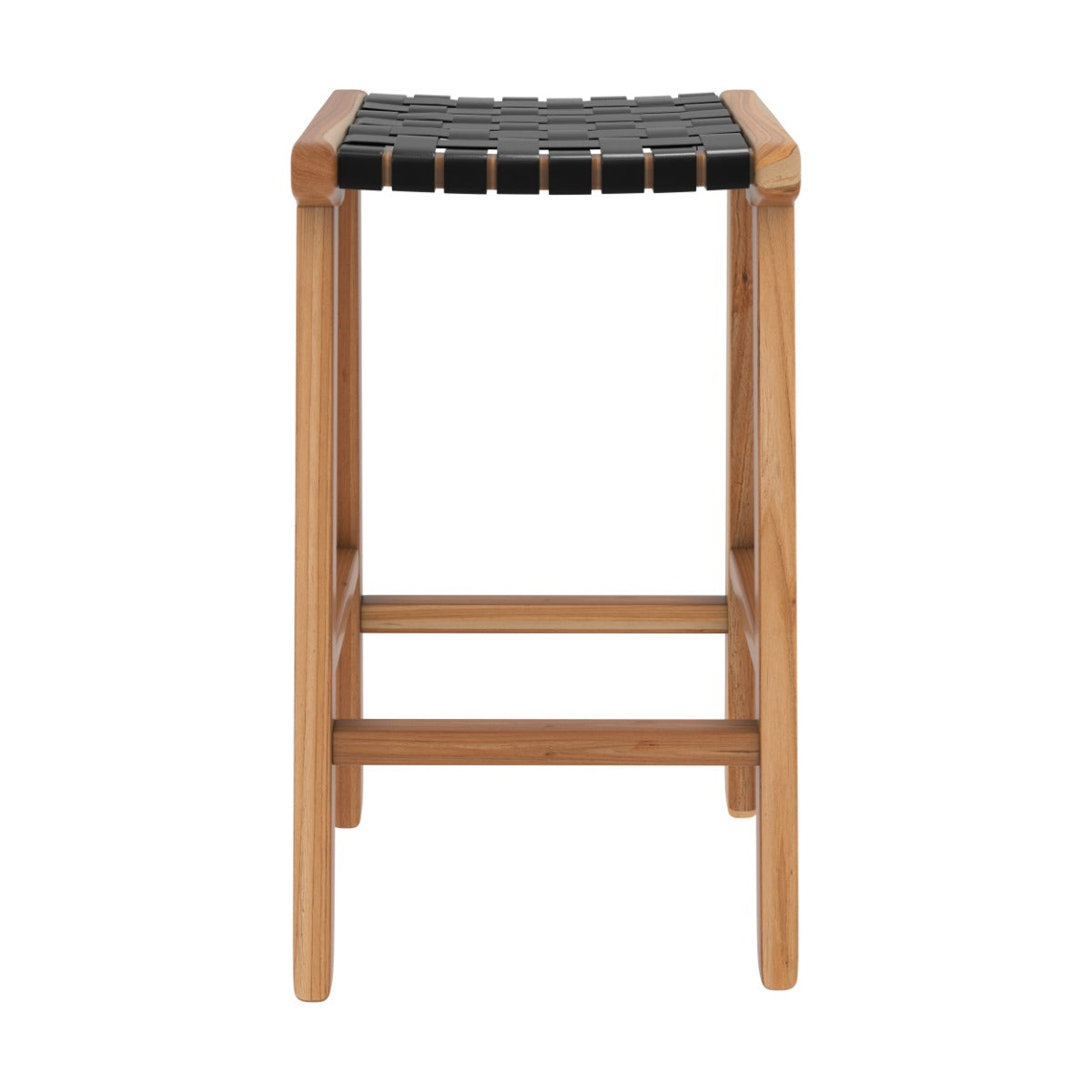 tabouret de bar mi hauteur en cuir tresse nir kuna