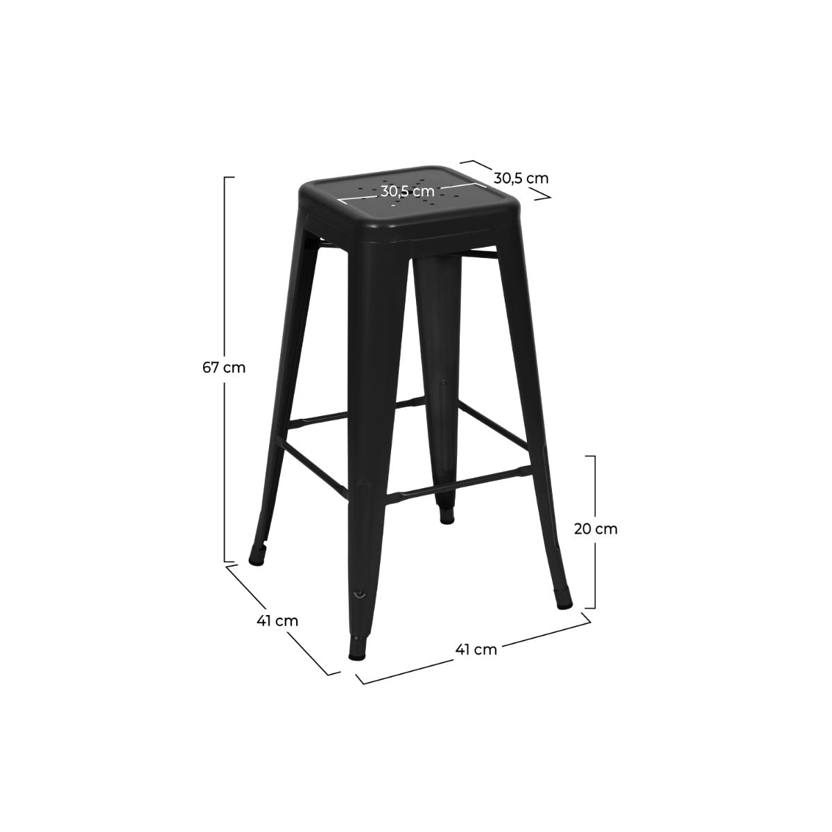 tabouret de bar mi hauteur indus noir