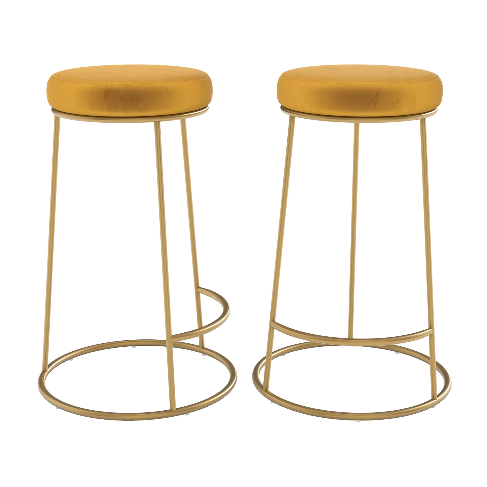tabouret de bar mi hauteur kendal jaune curry 63 cm lot de 2 fond blanc