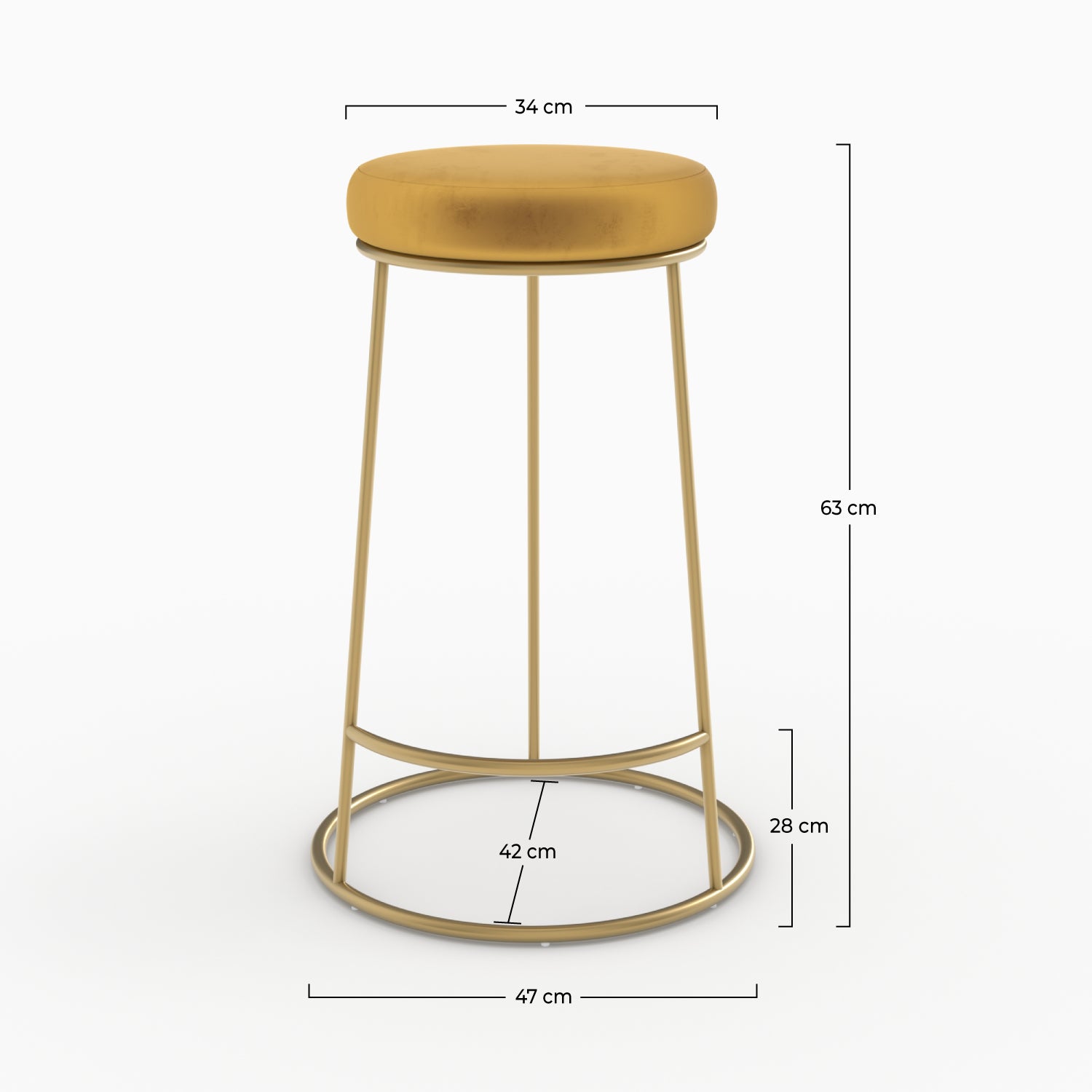 tabouret de bar mi hauteur kendal jaune curry 63 cm lot de 2