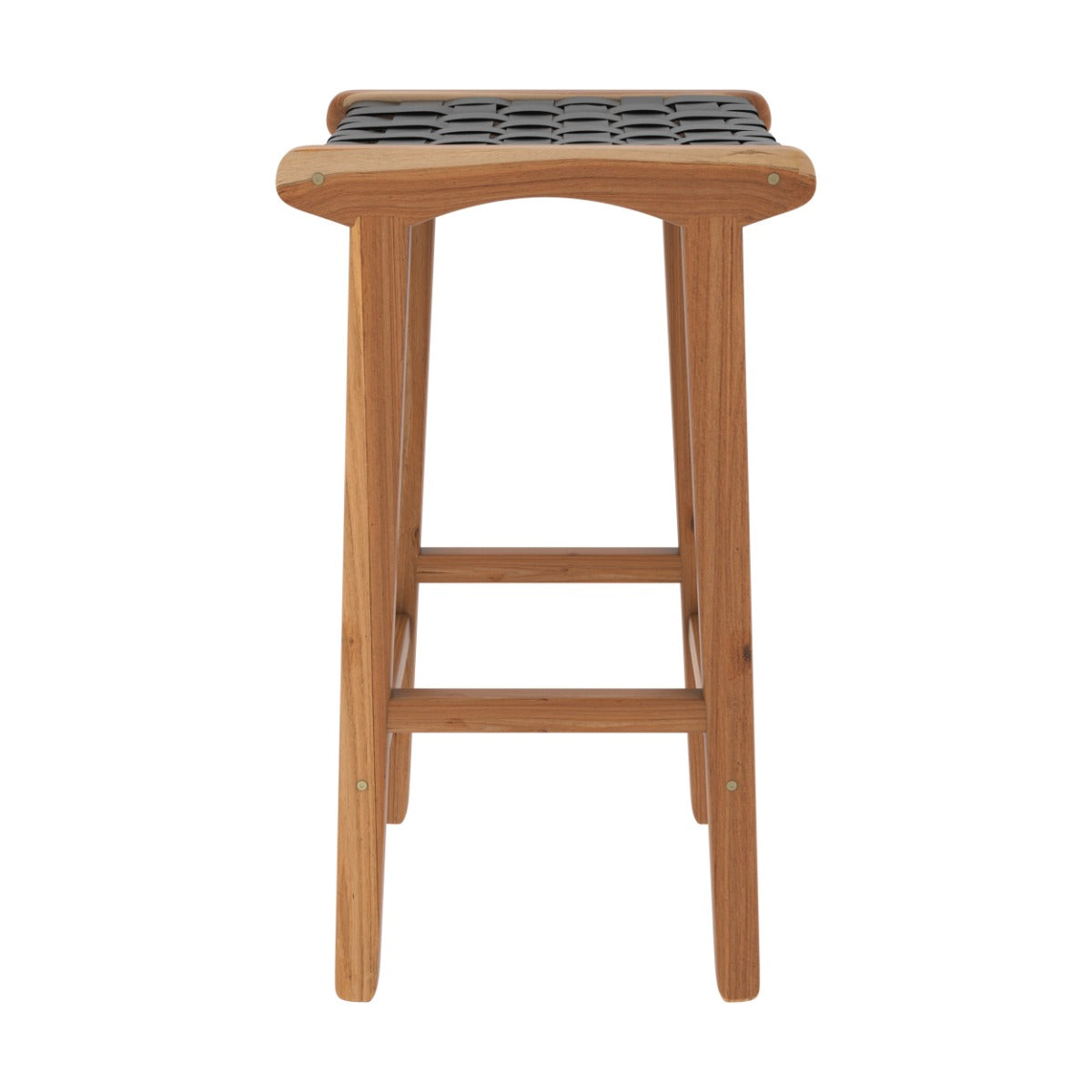 tabouret de bar mi hauteur kuna en cuir tresse 68 cm