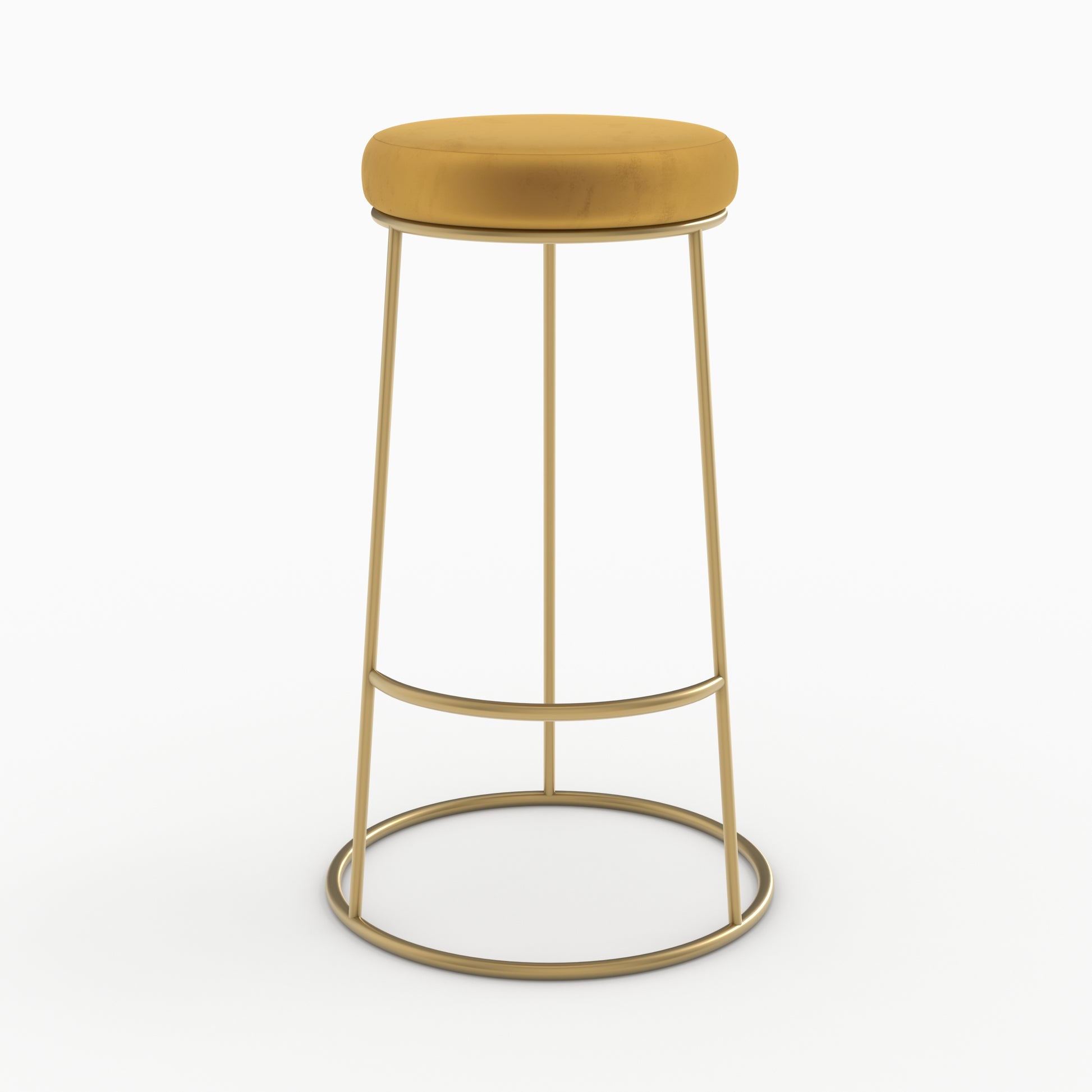tabouret de bar rond kendal jaune curry lot de 2 pieds metal noir