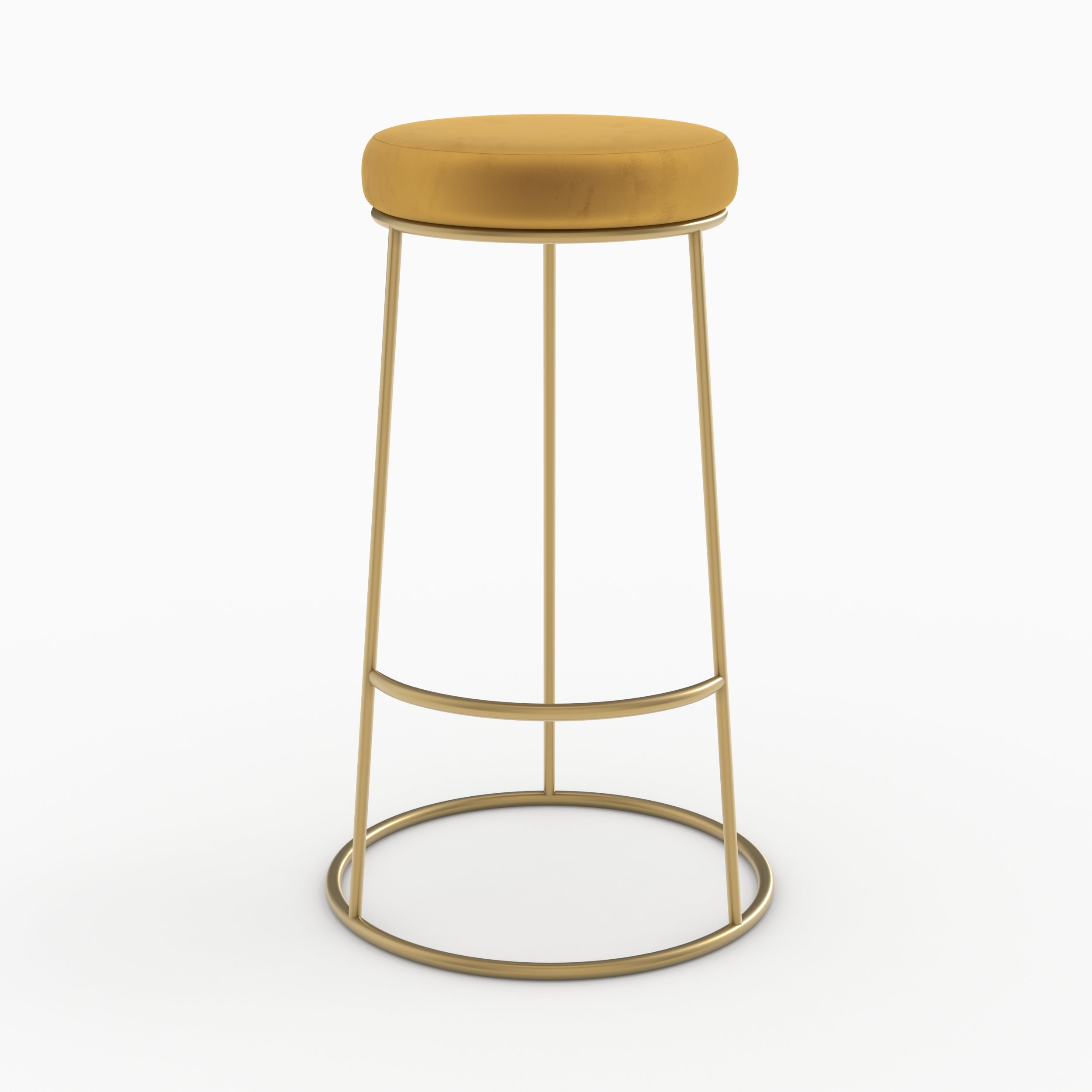 tabouret de bar rond kendal jaune curry lot de 2 pieds metal noir