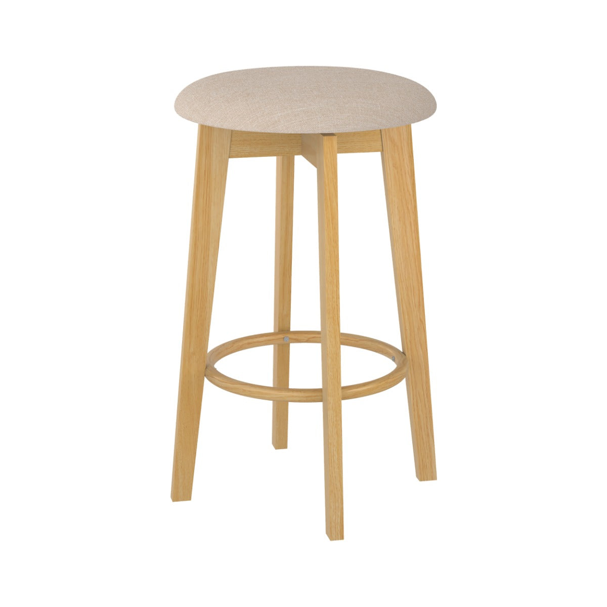 tabouret de bar vahina en tissu beige et bois clair 66 cm