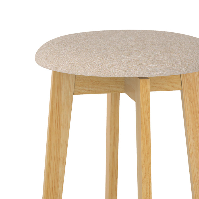 tabouret de bar vahina en tissu beige et bois clair lot de 2