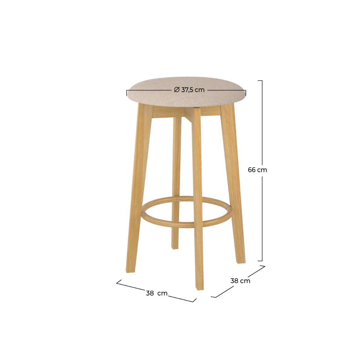 tabouret de bar vahina et bois clair 66 cm lot de 2