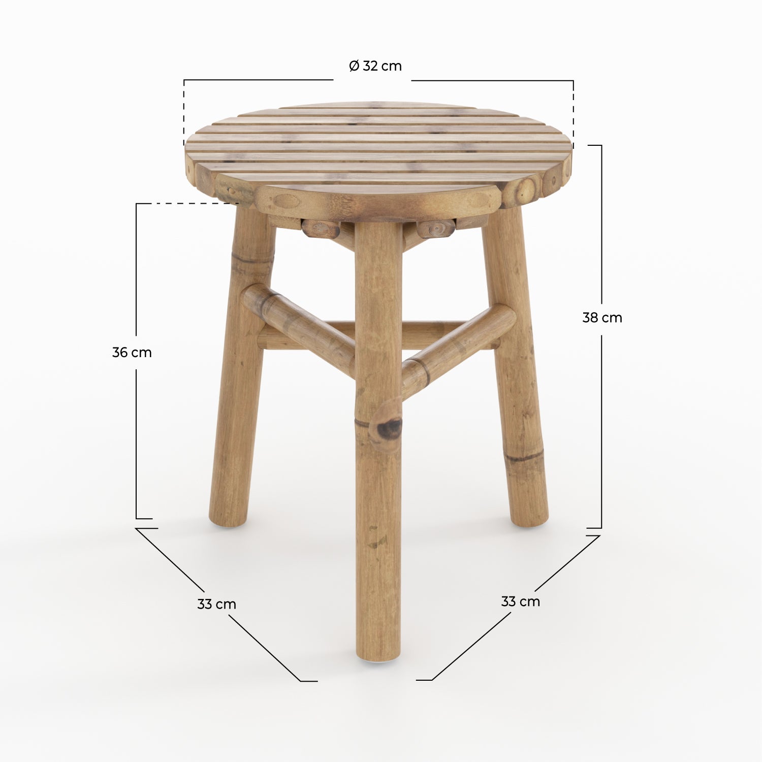 tabouret de jardin eli en bambou rond
