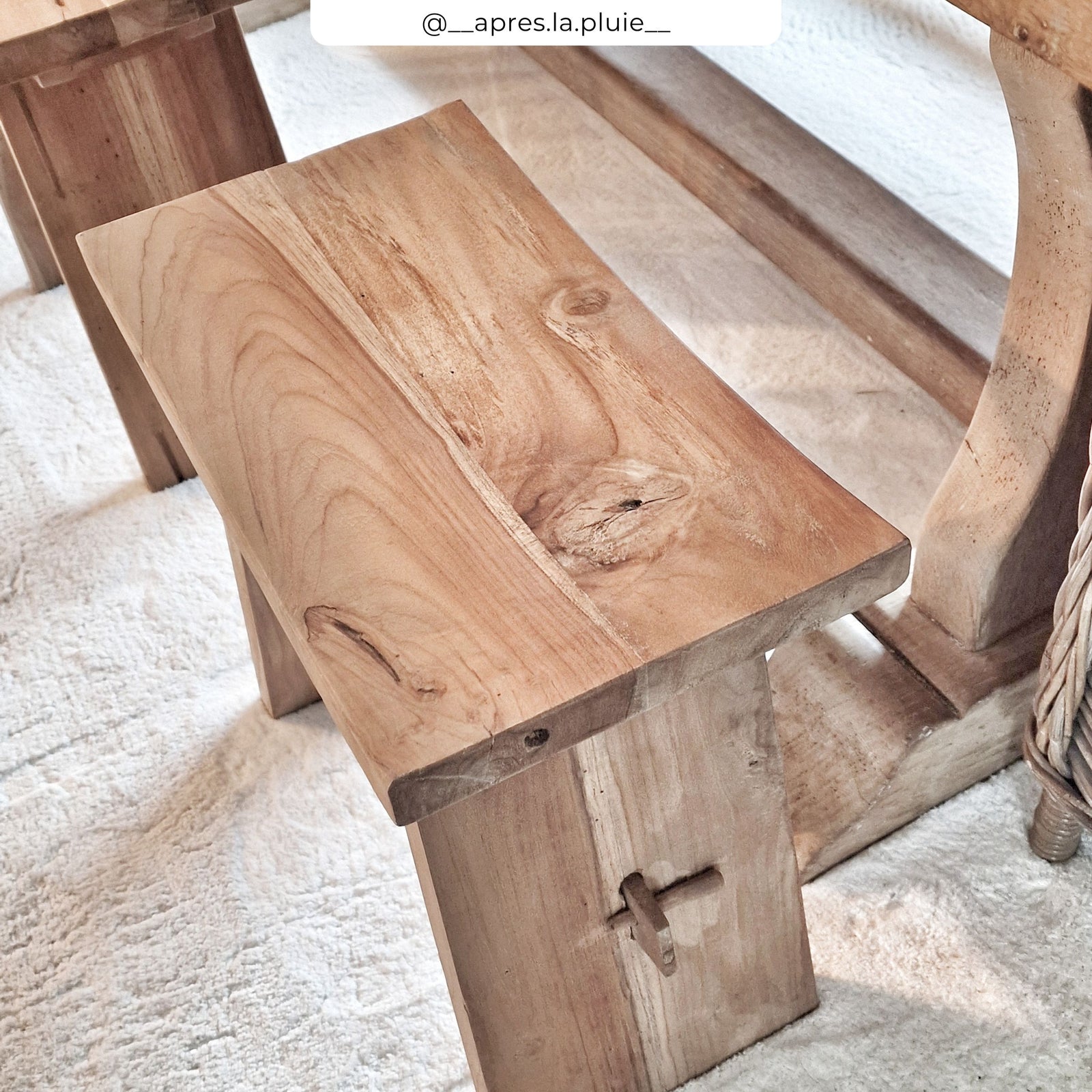 tabouret eka bois clair de teck recycle