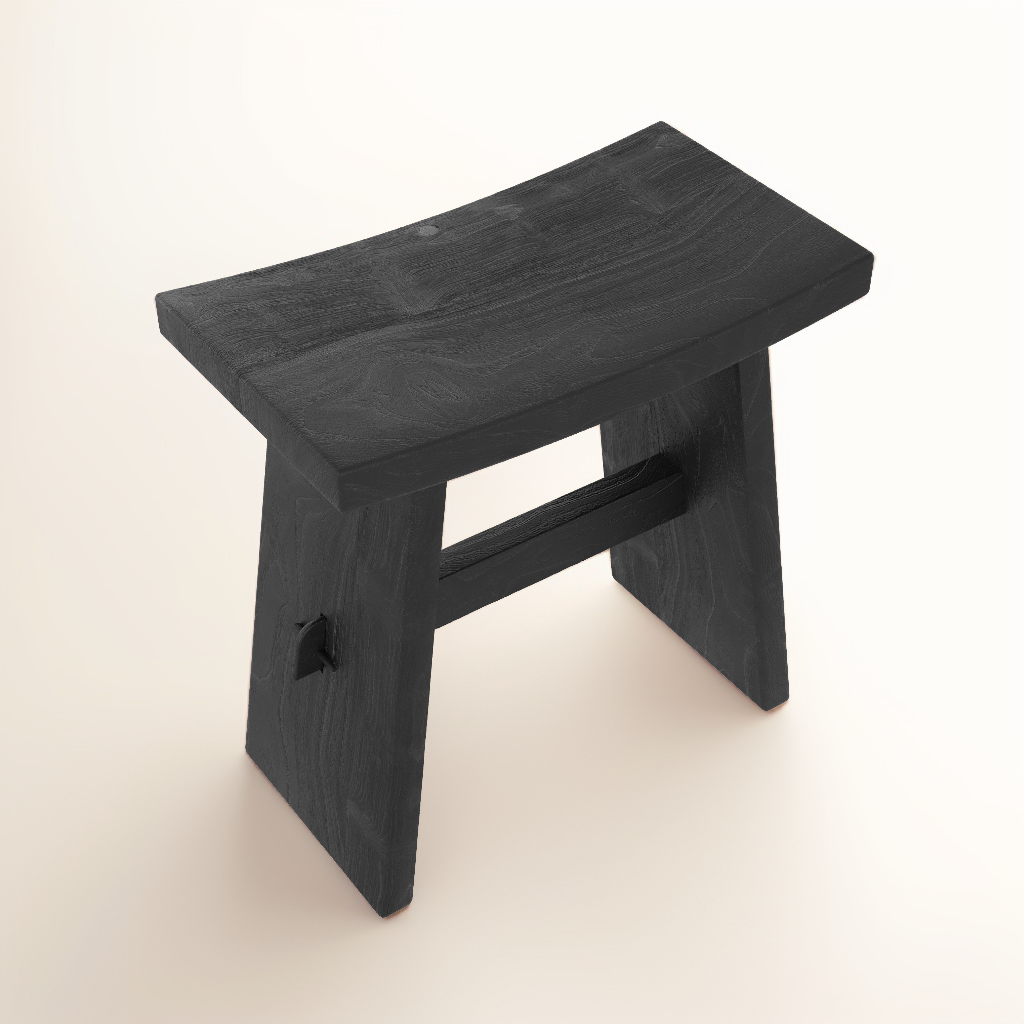 tabouret en bois peint en noir eka