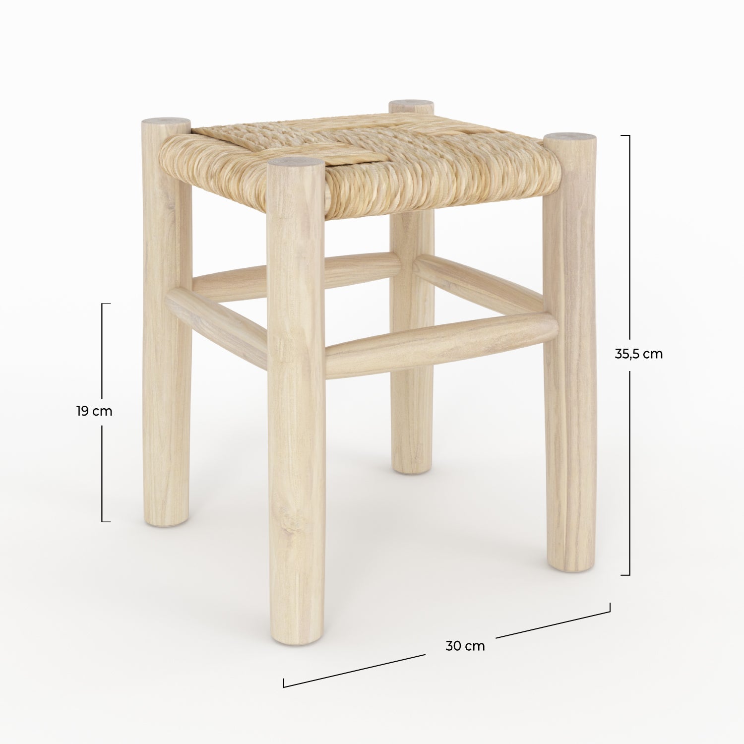 tabouret en branche de teck hauteur 35