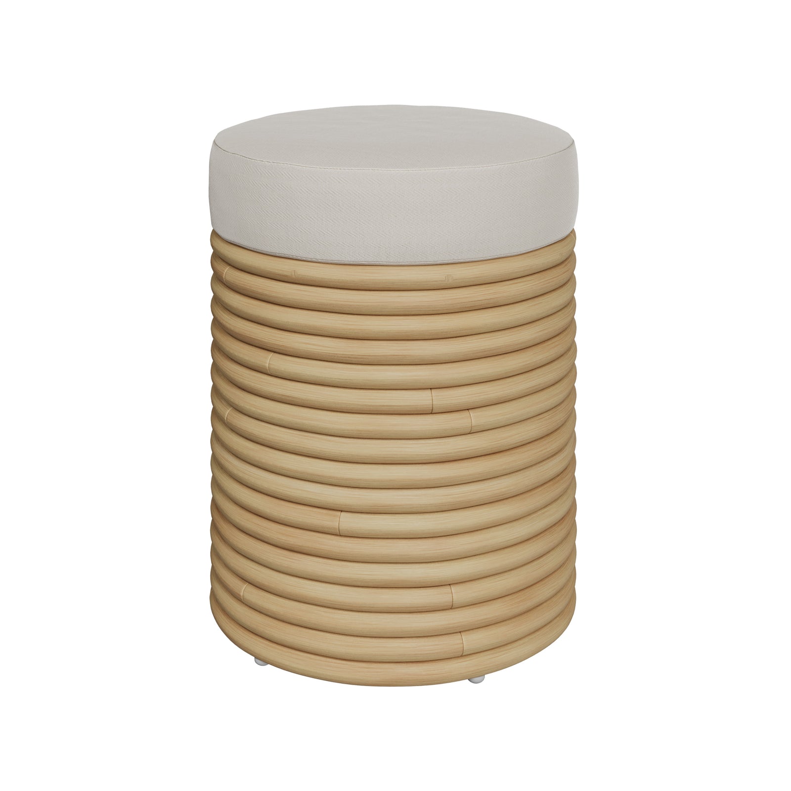 tabouret en rotin et tissu creme hauteur 45 cm thea