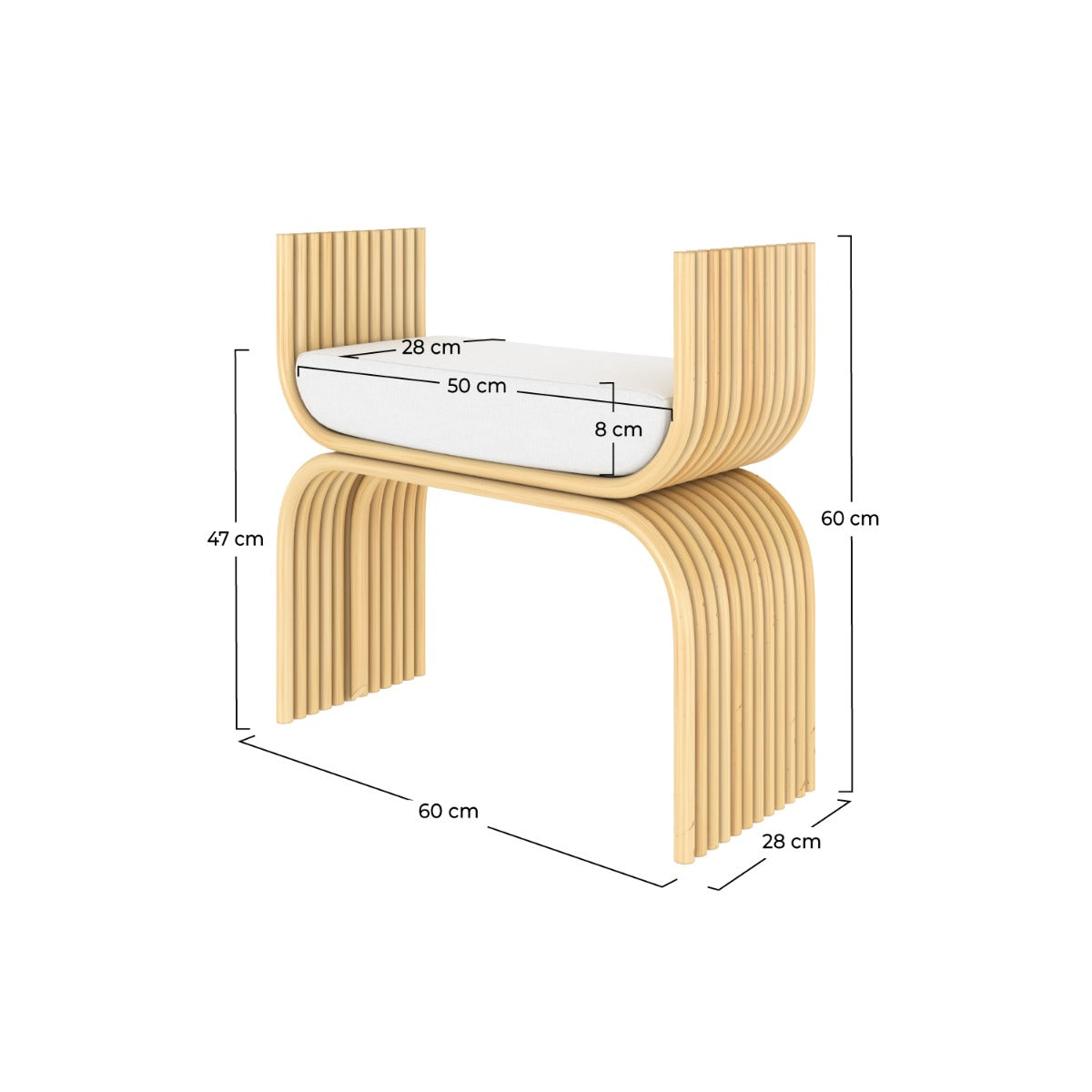 tabouret en rotin naturel reane