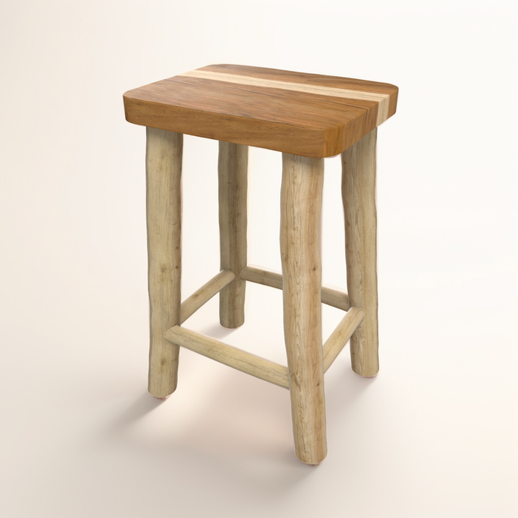 tabouret ika en branche de teck et teck de bois massif 45