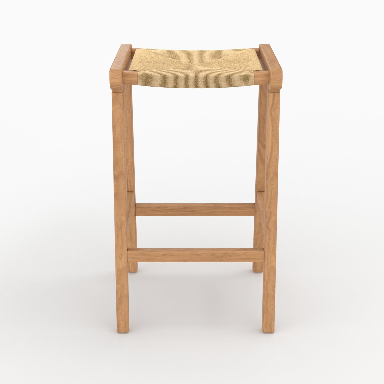tabouret kuna pour ilot central en teck et rotin 68 cm fond beige