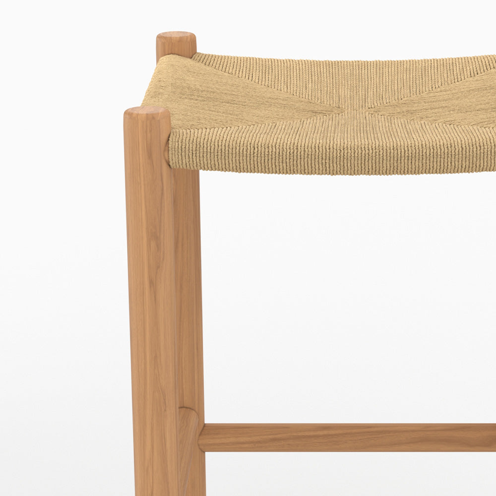 tabouret pour ilot central 65 cm en teck et rotin kira