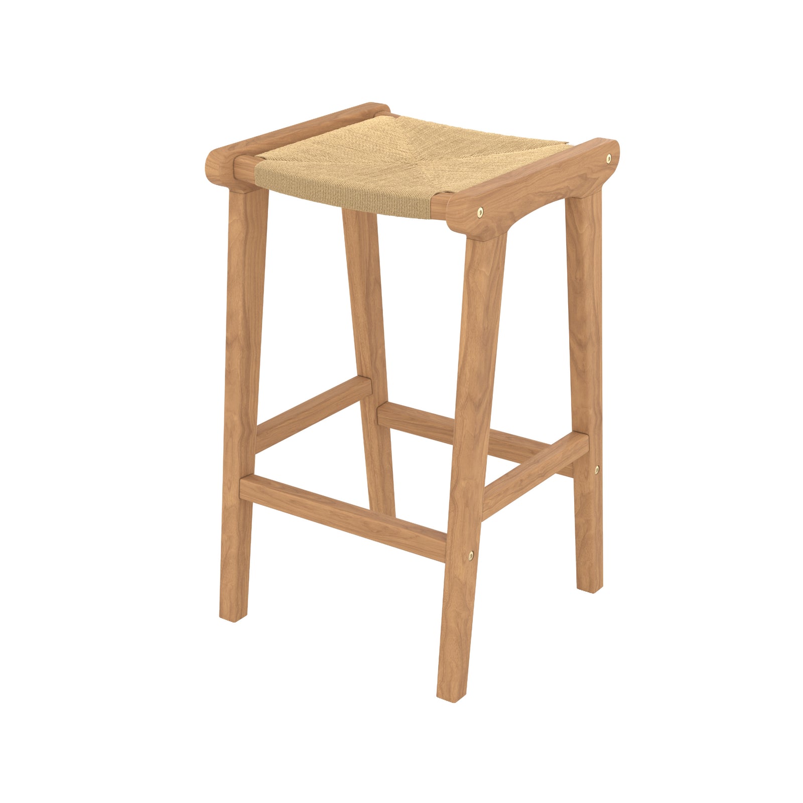 tabouret pour ilot central kuna en teck et rotin 68 cm fond blanc