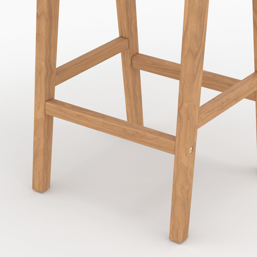 tabouret pour ilot central kuna en teck et rotin 68 cm