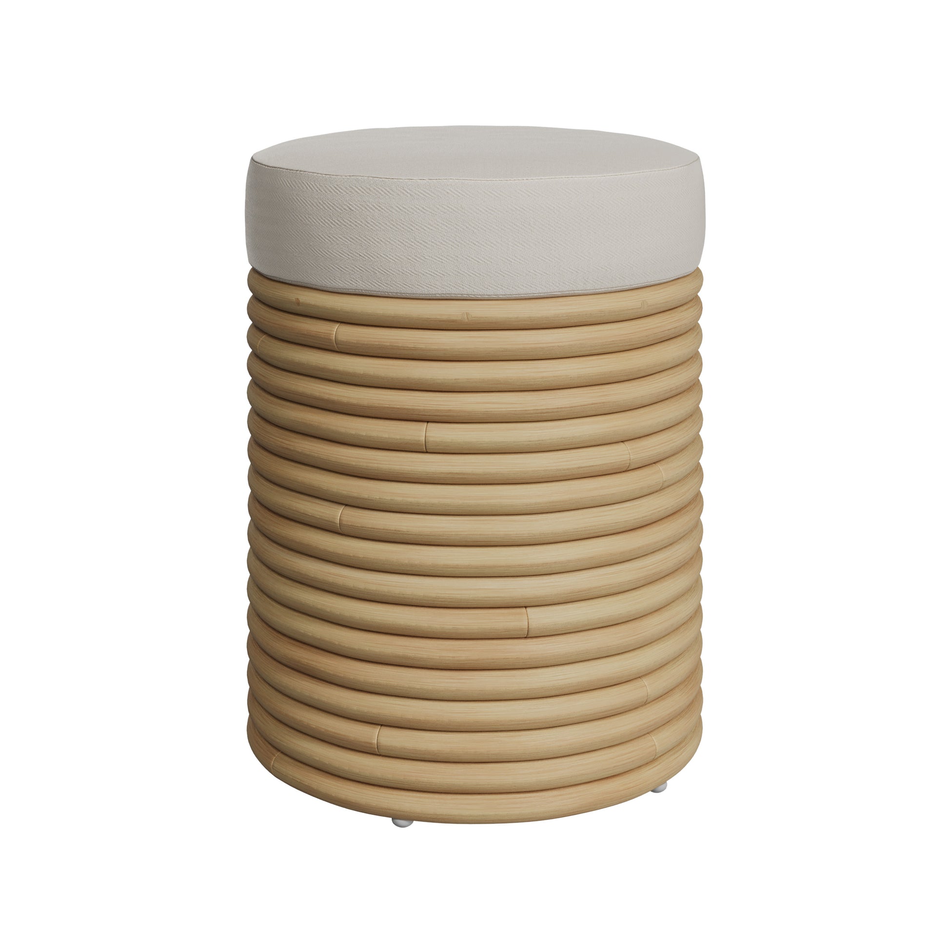 tabouret thea en rotin et tissu creme hauteur 45 cm