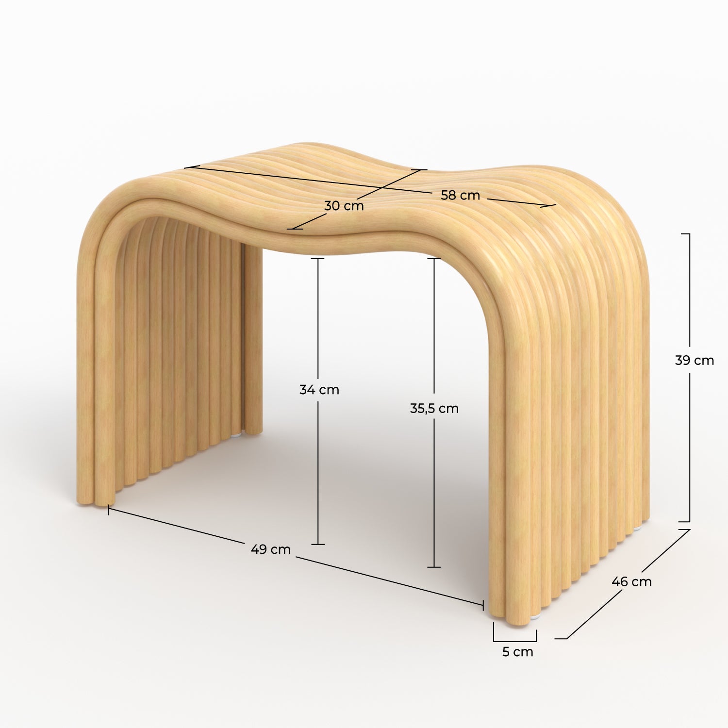 Tabouret Wave en rotin