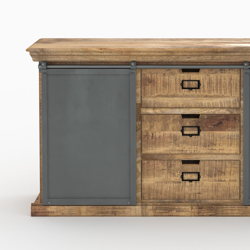 tabuk pack 2 buffets en bois de manguier et metal gris
