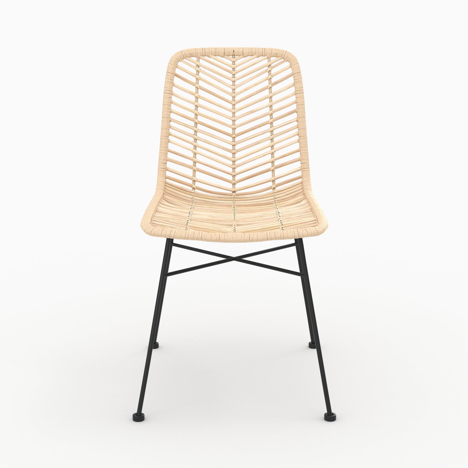 tamara chaise en rotin naturel pieds noirs lot de 2