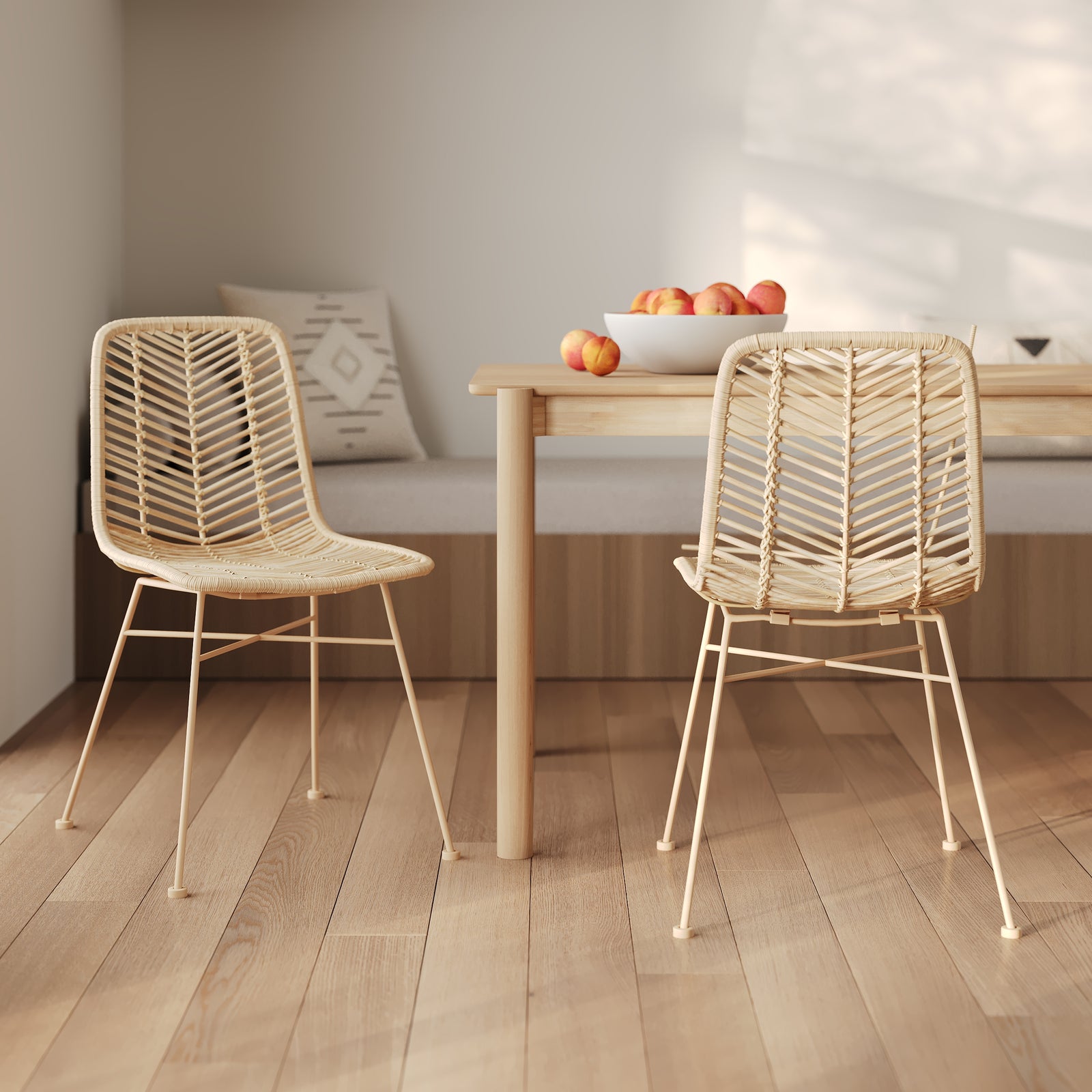 tamara chaise lot de 2 chaises en rotin beige